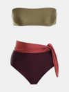 Zimmermann Rosa Color Block Bikini In Red