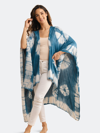 Saachi Style Printed Viscose Poncho In Blue