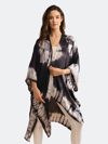 Saachi Style Printed Viscose Poncho In Black