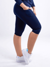 Jupiter Gear Mid-rise Capri Fitness Leggings With Side Pockets In Blue