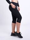 Jupiter Gear Mid-rise Capri Fitness Leggings With Side Pockets In Black