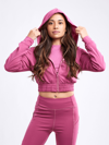 Jupiter Gear Athletic Zip-up Crop Hoodie Jacket In Pink