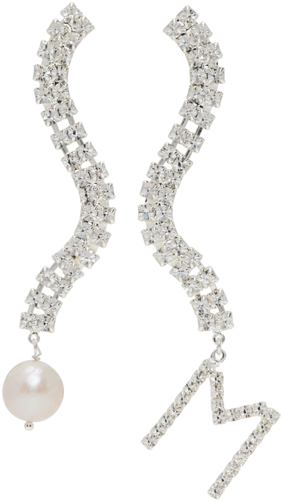 Magda Butrym Pearl-embellished Crystal Earrings In Silver | ModeSens