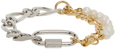 In Gold We Trust Paris Silver & Gold Pearl Figaro Bracelet