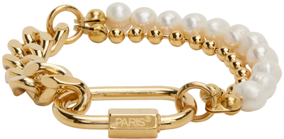 In Gold We Trust Paris Gold Pearl Ball Chain Bracelet