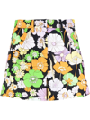 Maje Floral-print High-waisted Shorts In Schwarz