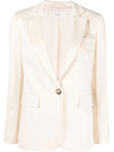 Peserico Single-breasted Blazer In Nude