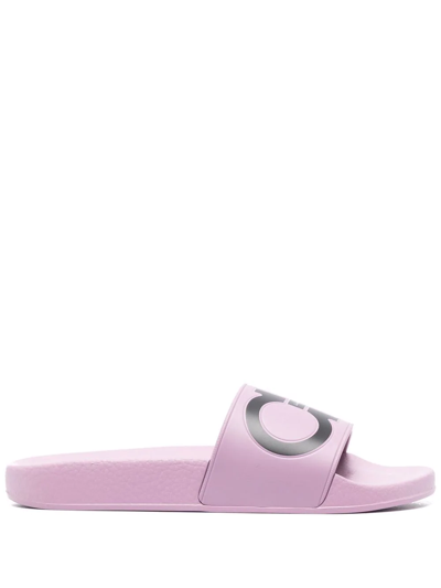 Ferragamo Groove Gancini Pool Slide Sandals In Pink