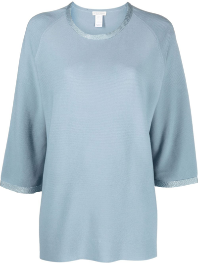 Le Tricot Perugia Round-neck Knitted Top In Blau
