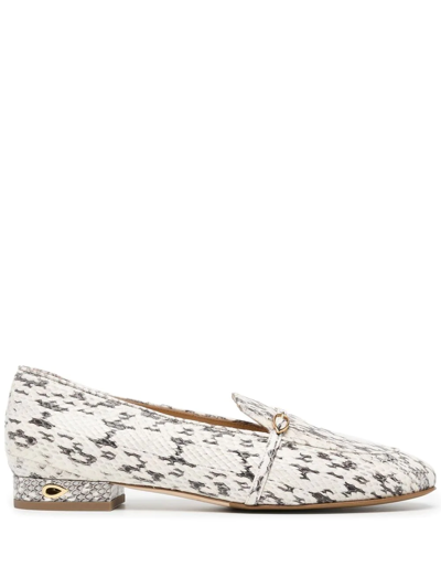 Jennifer Chamandi Snakeskin Print Loafers In Weiss