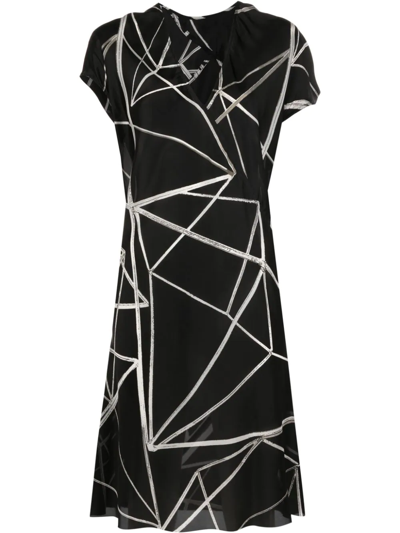 Rick Owens Geometric-print Wrap Dress In Schwarz