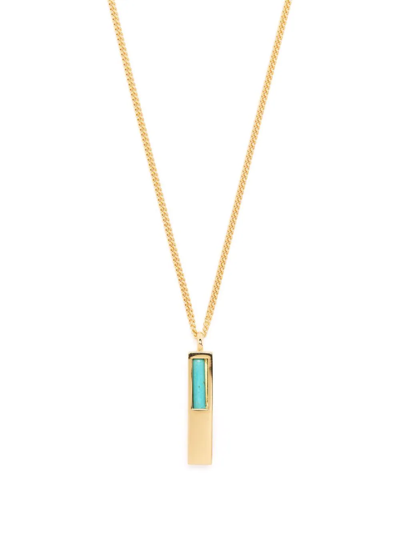 Tom Wood Cube Pendant Turquoise Necklace In Gold