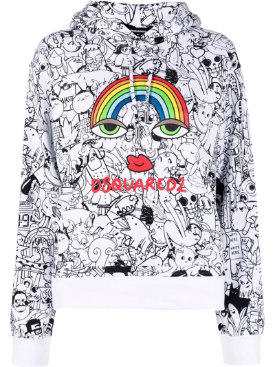 Dsquared2 Multicolored Umbrella Sketch Print Hoodie