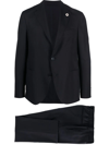 Lardini Logo-lapel Single-breasted Suit In Blau