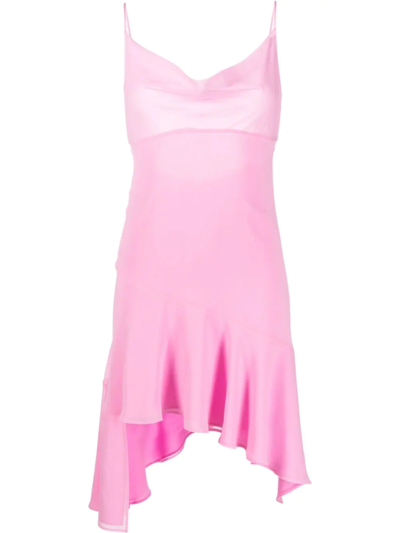 The Andamane Gemma Draped Silk Georgette Mini Dress In Pink
