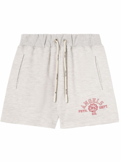 Palm Angels Logo-print Shorts In Grey Cotton