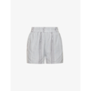 Rta Inez Striped Mid-rise Woven Shorts In Lava Plaid