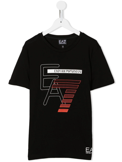 Ea7 Teen Cotton Logo-print T-shirt In Black