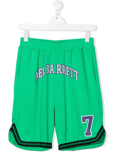 Neil Barrett Teen Logo-print Track Shorts In Green