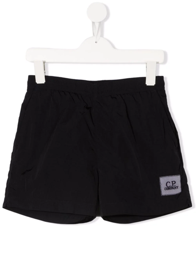 C.p. Company Kids' Logo-patch Swim Shorts In Blue