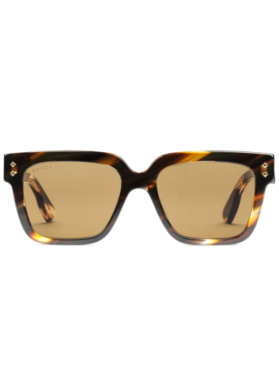 Gucci Rectangular-frame Tortoiseshell Sunglasses In Brown