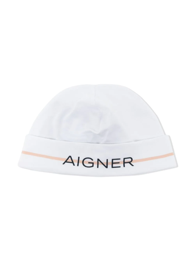 Aigner Babies' Logo-stripe Print Hat In White
