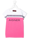 Aigner Colour-block Logo-stripe T-shirt In White