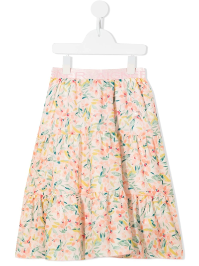 Aigner Kids' A-line Floral-print Skirt In Multicolour