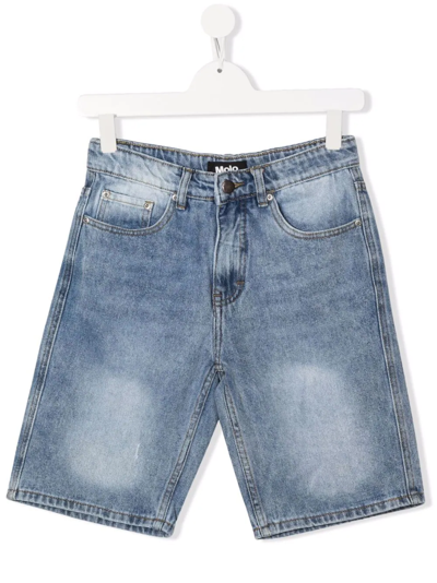 Molo Teen Acid-wash Denim Shorts In Blue