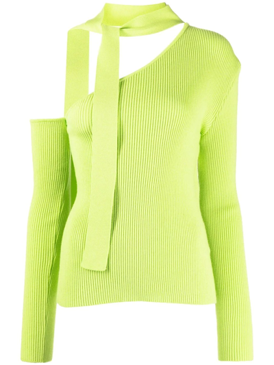 Andersson Bell Conny Scar Neck Tight Knit Top In Green
