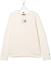 Tommy Hilfiger Junior Logo-print Organic-cotton Sweatshirt In White