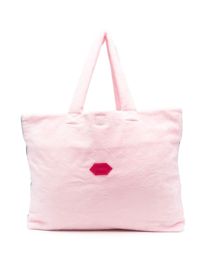 Off-white Kids' Logo Patch Tote Bag In Pink