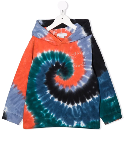 Stella Mccartney Kids' Tie Dye Organic Cotton Sweatshirt Hoodie In Multicolor