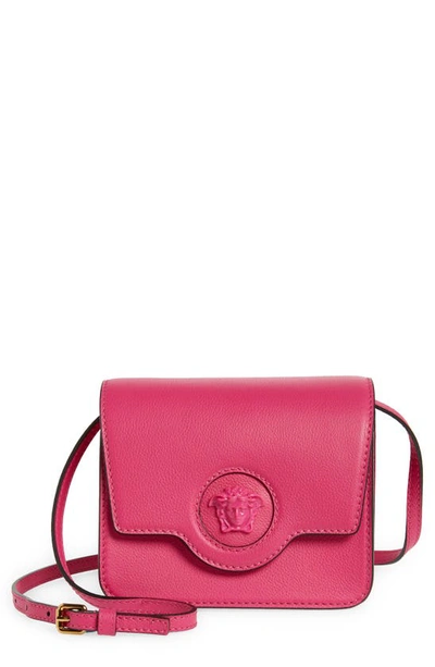 Versace La Medusa Leather Shoulder Bag In Pink