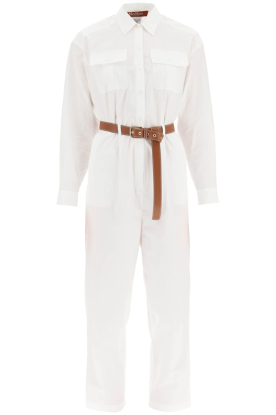 Max Mara Fosco Cotton Jumpsuit In White