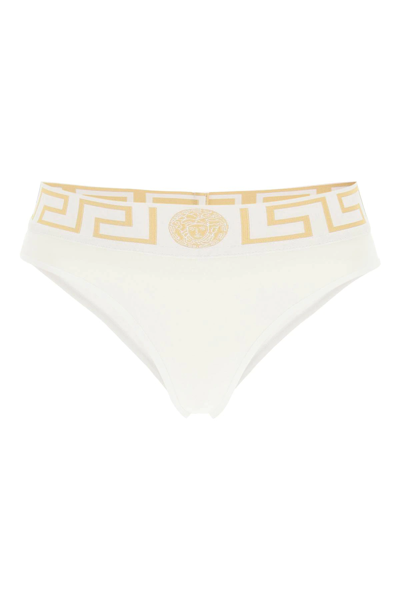 Versace White Greca Border Briefs In Mixed Colours