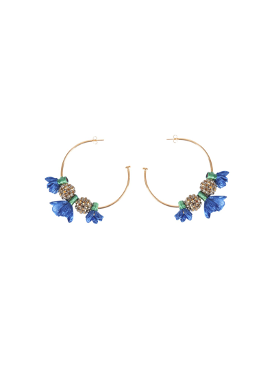La Doublej Flora Hoops Earrings In Fiore Blu