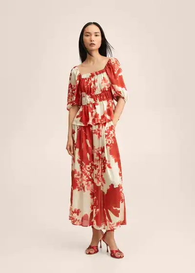 Mango Printed Culottes Red