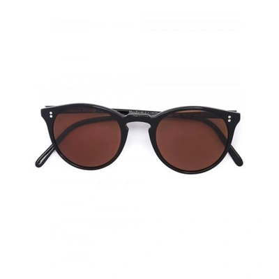 Oliver Peoples O'malley Nyc Peaked Round Sunglasses, Black In Black-red