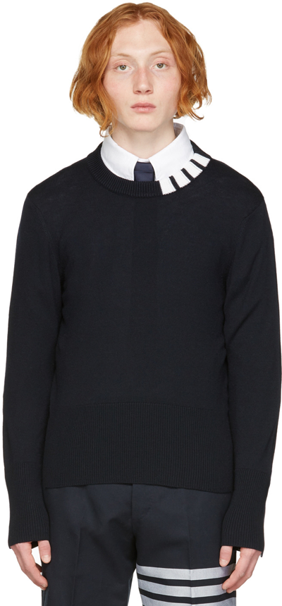 Thom Browne Navy 4-bar Sweater In 415 Navy