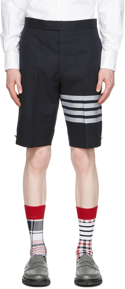 Thom Browne Blue Crewneck Sweater With Logo Patch And Rwb Detail In Cotton