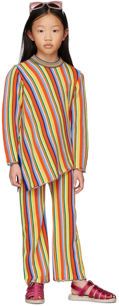 M.a+ Kids Multicolor Asymmetric Stripe Sweater In Multi Stripes