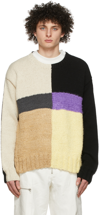 Jil Sander Crewneck Colourblock Intarsia Knit Sweater In 960 - Miscellaneous
