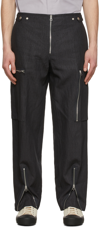 JIL SANDER NAVY LINEN CARGO PANTS