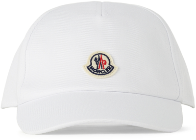 Moncler Baby White Logo Baseball Cap In 002 White