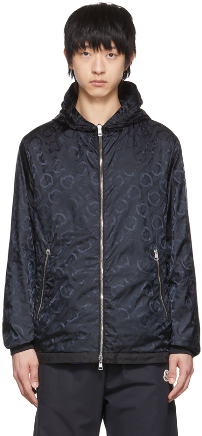 Moncler Cordier Reversible Logo-jacquard Shell Hooded Jacket In Black