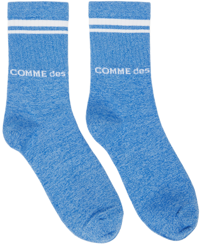 Comme Des Garçons Homme Deux Logo-print Socks In Blue