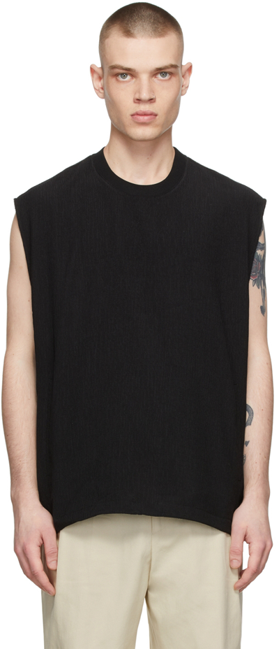 Solid Homme Black Polyester T-shirt In Black 590b