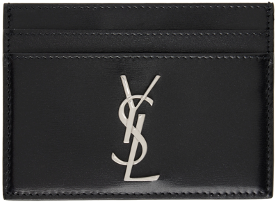 Saint Laurent Black Leather Card Holder With Logo