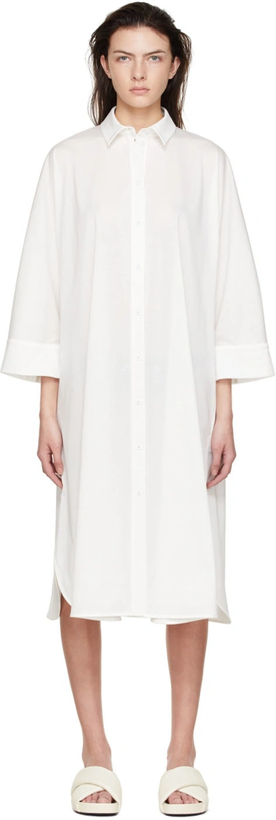 Max Mara Leisure Aurelia Cotton-blend Midi Shirt Dress In Optic White